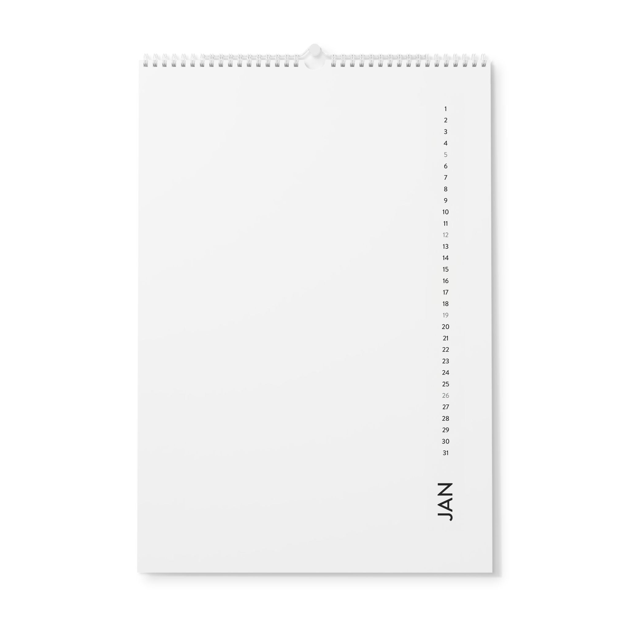 Minimalist 2025 Wall Calendar — Vertical Monthly Dates